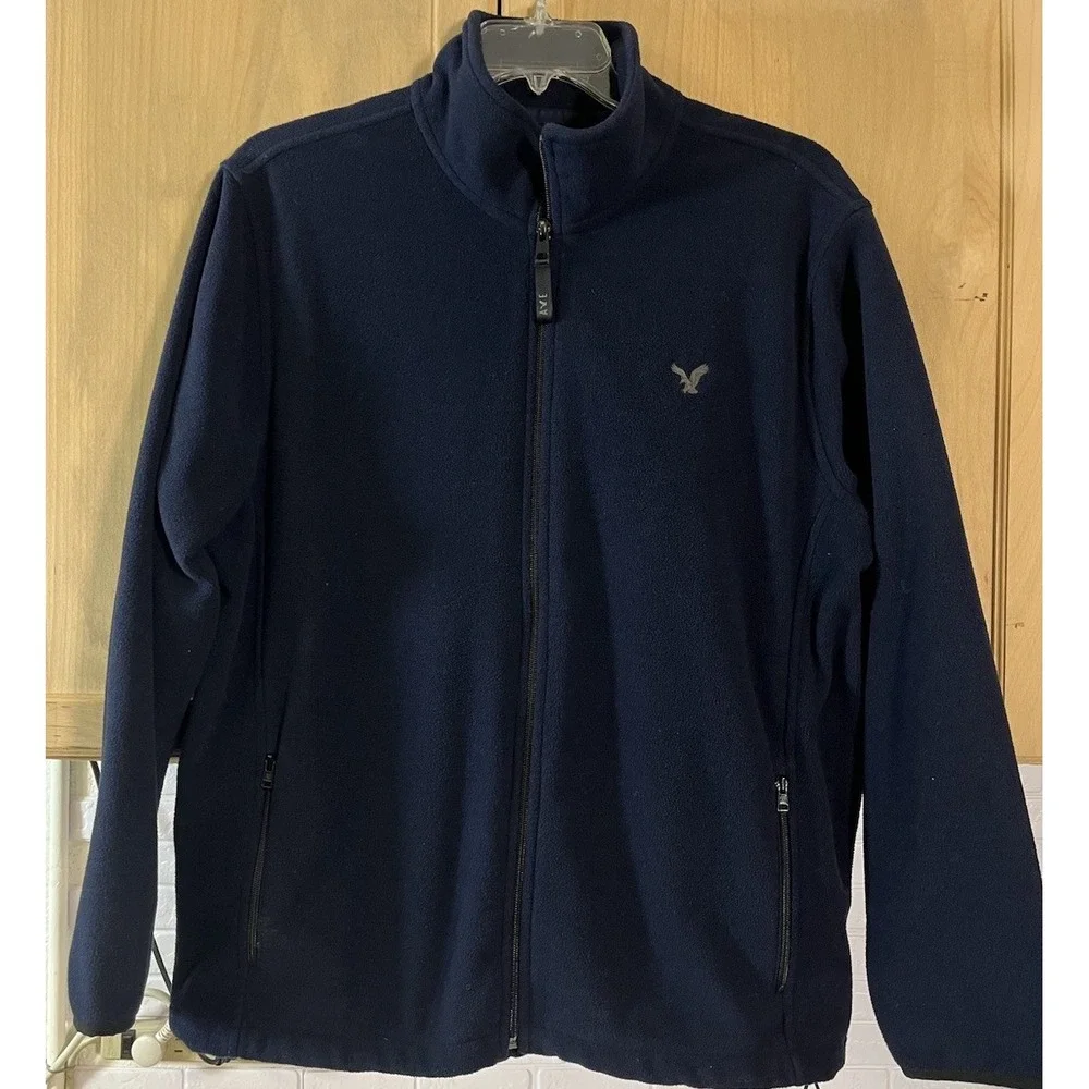 American Eagle Outfitters Mens Fleece Jacket XL Blue Polyester‎ Full Zip